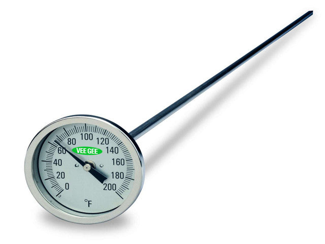 Heathrow Scientific 82200-48 Thermometer, Dial, 0° to 200°F, 3" Diameter, 48" Stem Length, 1/pk