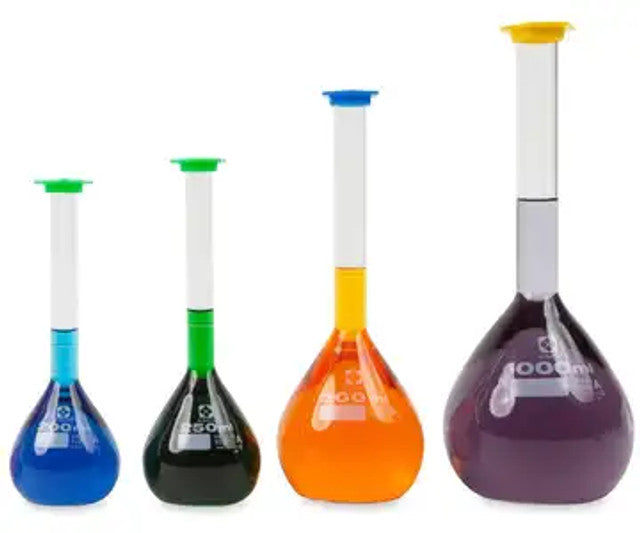 Heathrow Scientific 2303A-250 Volumetric Flask, Class A, Snap-Cap, 250 mL, 4/pk