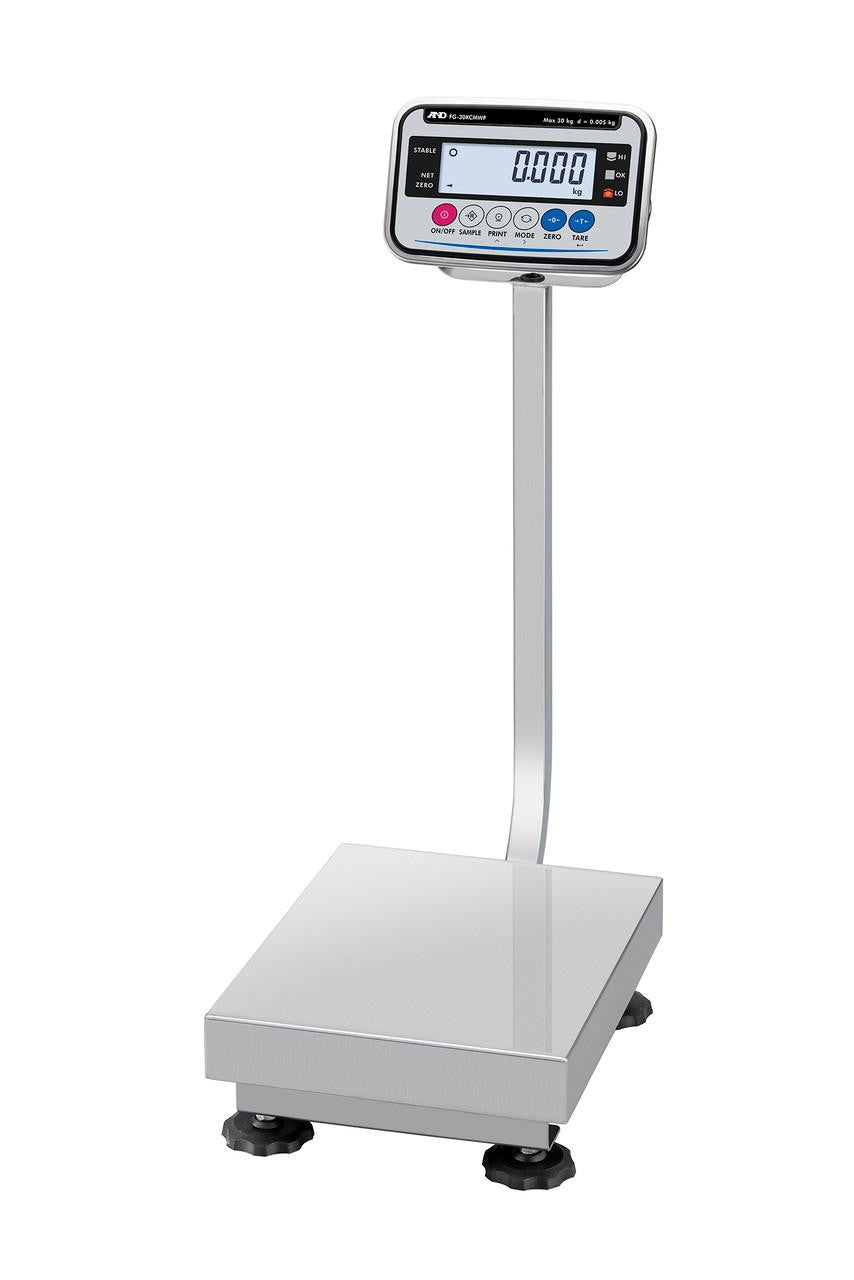 AND Weighing FG-60KACLWP Waterproof Bench Scale, NTEP, Class III, 130 lb x 0.05 lb