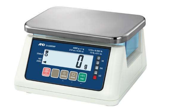 AND Weighing SJ-15KWP Washdown Compact Scale, 15000 g Capacity, 0.5 g Readability