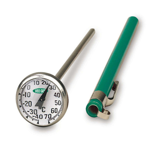 Heathrow Scientific 81125 Thermometer, Dial, 25° to 125°F, 1"Diameter, 1/pk