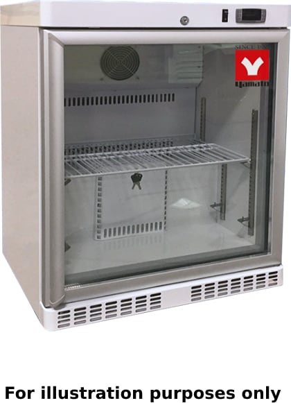 YAMATO UCR-101G UNDERCOUNTER & COUNTERTOP REFRIGERATOR 2ºC to 8ºC, 4.6 cu.ft. With Glass Door, Auto Defrost, 115V