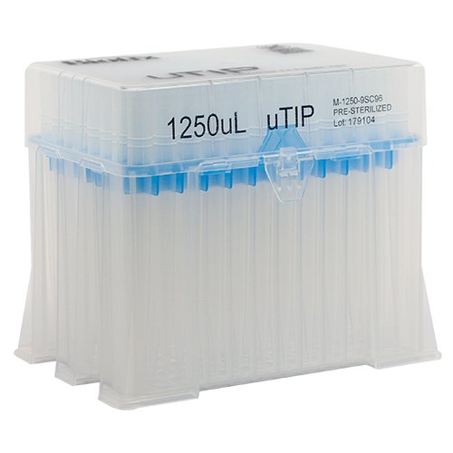 Biotix 63300054 Universal Pipette Tips 100-1250 μL Racked, Sterilized, 10 racks of 96/pack (Rainin Alternative)