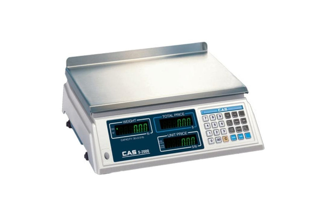 CAS S-2000-30 Price Computing Scale, NTEP, 30 lb Capacity, 0.01 lb Readability