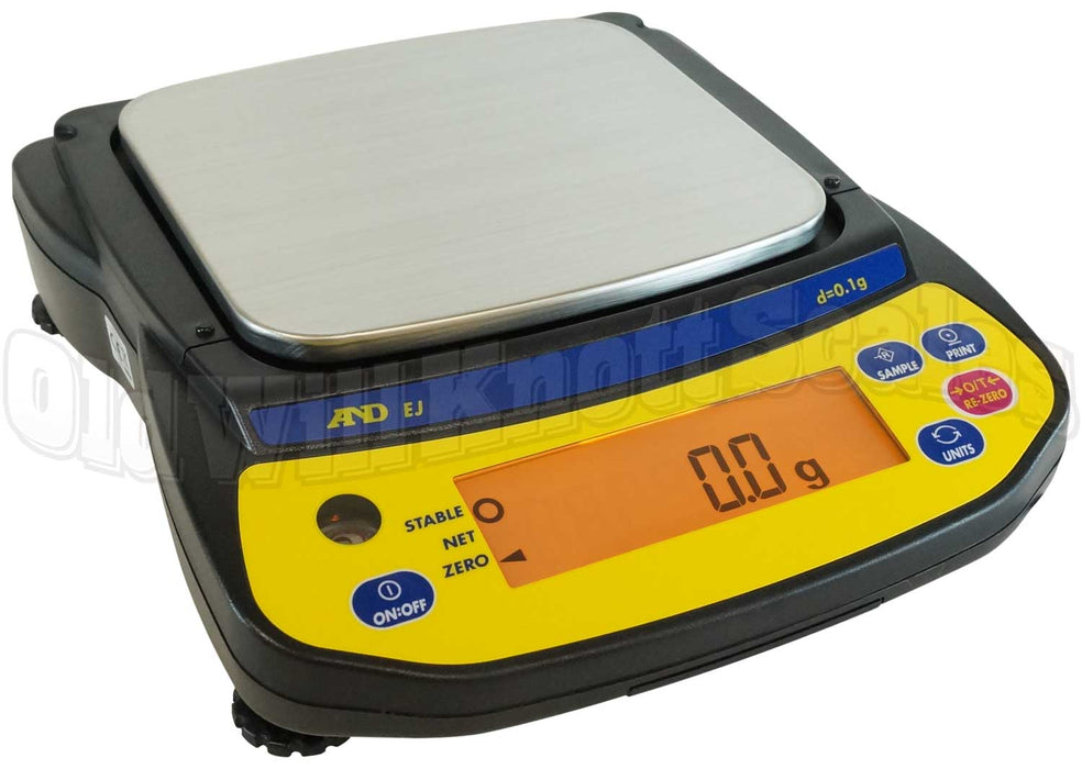 A&D EJ-1202 EJ Newton Series Portable Balances, 1200 g Capacity, 0.01 g Readability