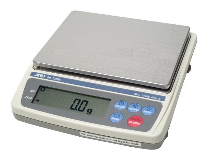 A&D EK-12Ki EK-I Series Compact Balance, 12000 g Capacity, 1 g Readability